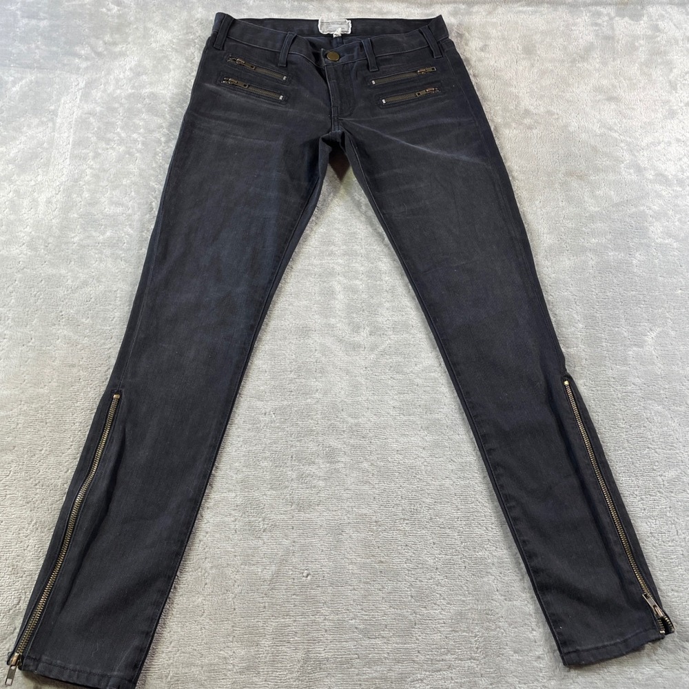 Current Elliott Jeans The Stiletto‎ Womens 27 Black Skinny Multi Zip Casual